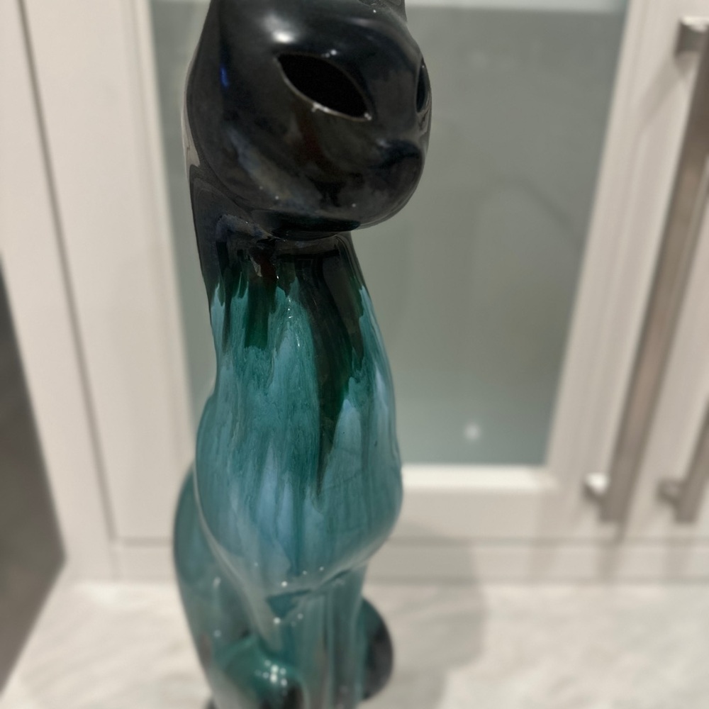 Nikko Ceramics Black and Green Glass Cat Figurine